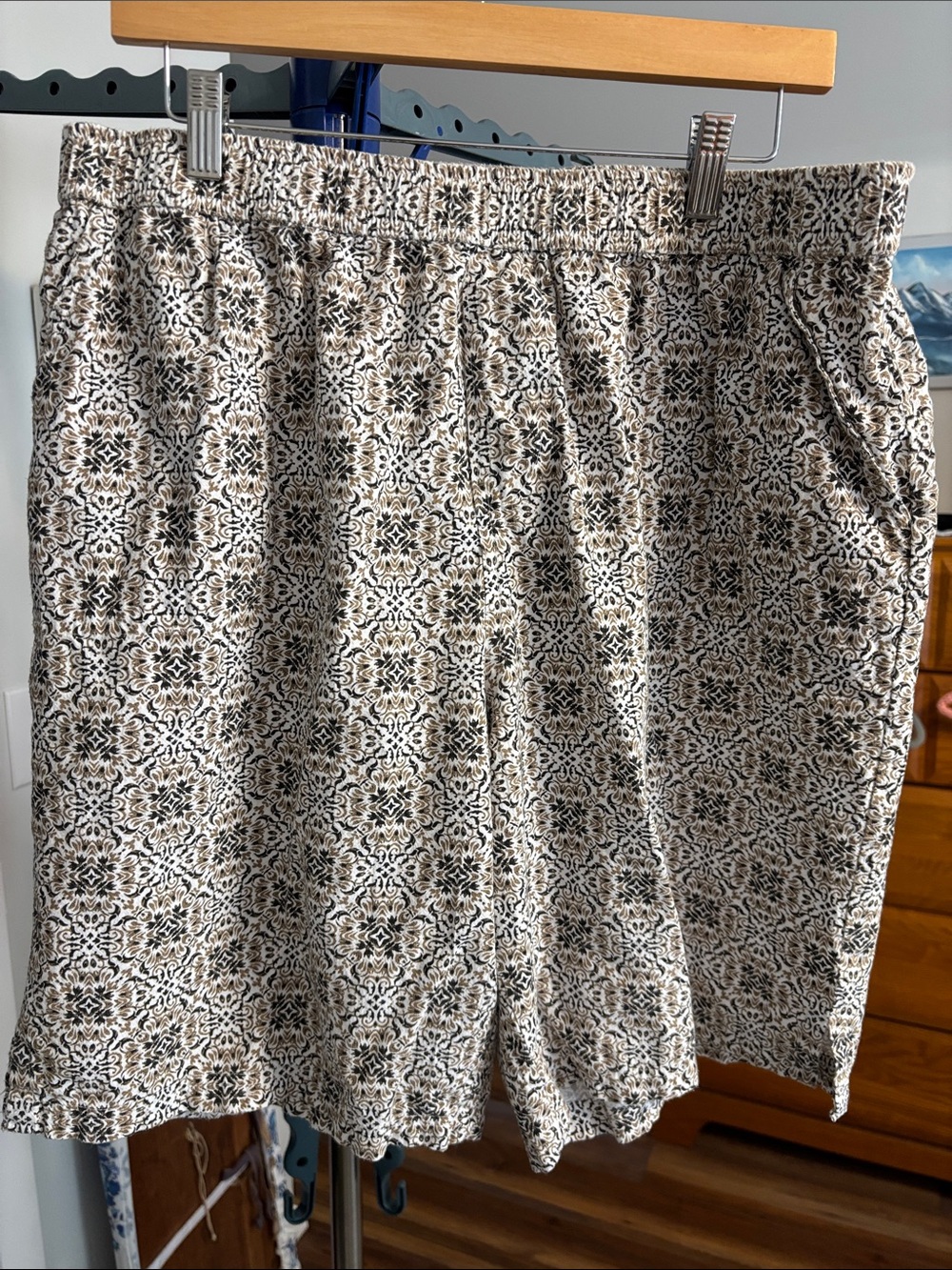Coral Bay Women's Black and Cream Patterned Swim Shorts